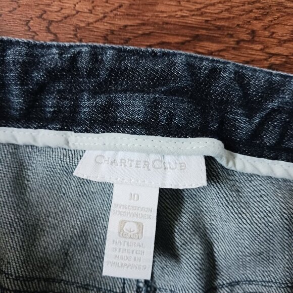 Charter Club Long Denim Maxi Skirt Modest Front Slit Size 10 - Picture 3 of 5